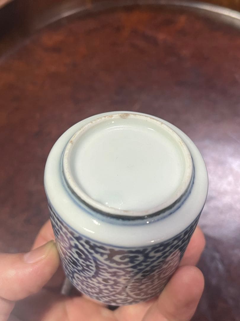 古伊万里 覗き猪口 のぞき猪口 蛸唐草 唐草 酒器 民藝 民芸 唐草 柿