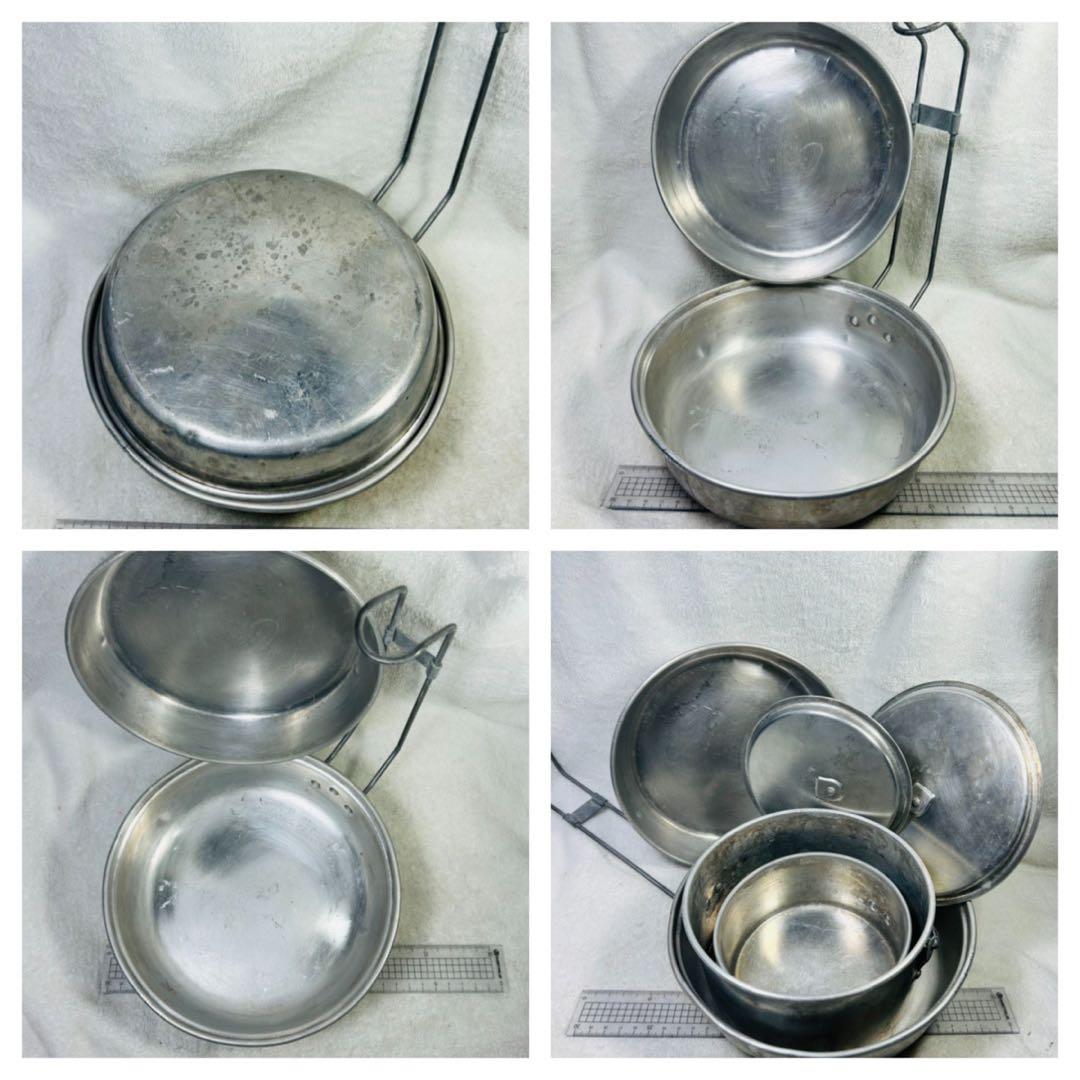 希少イギリスHOTTON社ブルドッグメスキットフライパン、深皿、中型小型ビリー缶