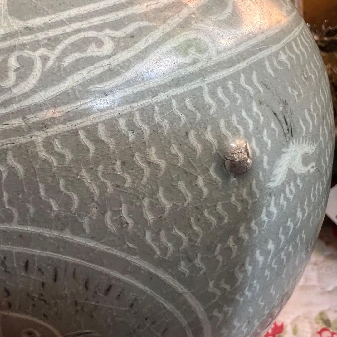 梅瓶 李朝 双魚 遊魚文 梅瓶 朝鮮 古美術 骨董 高麗 青磁 粉青沙器 魚紋