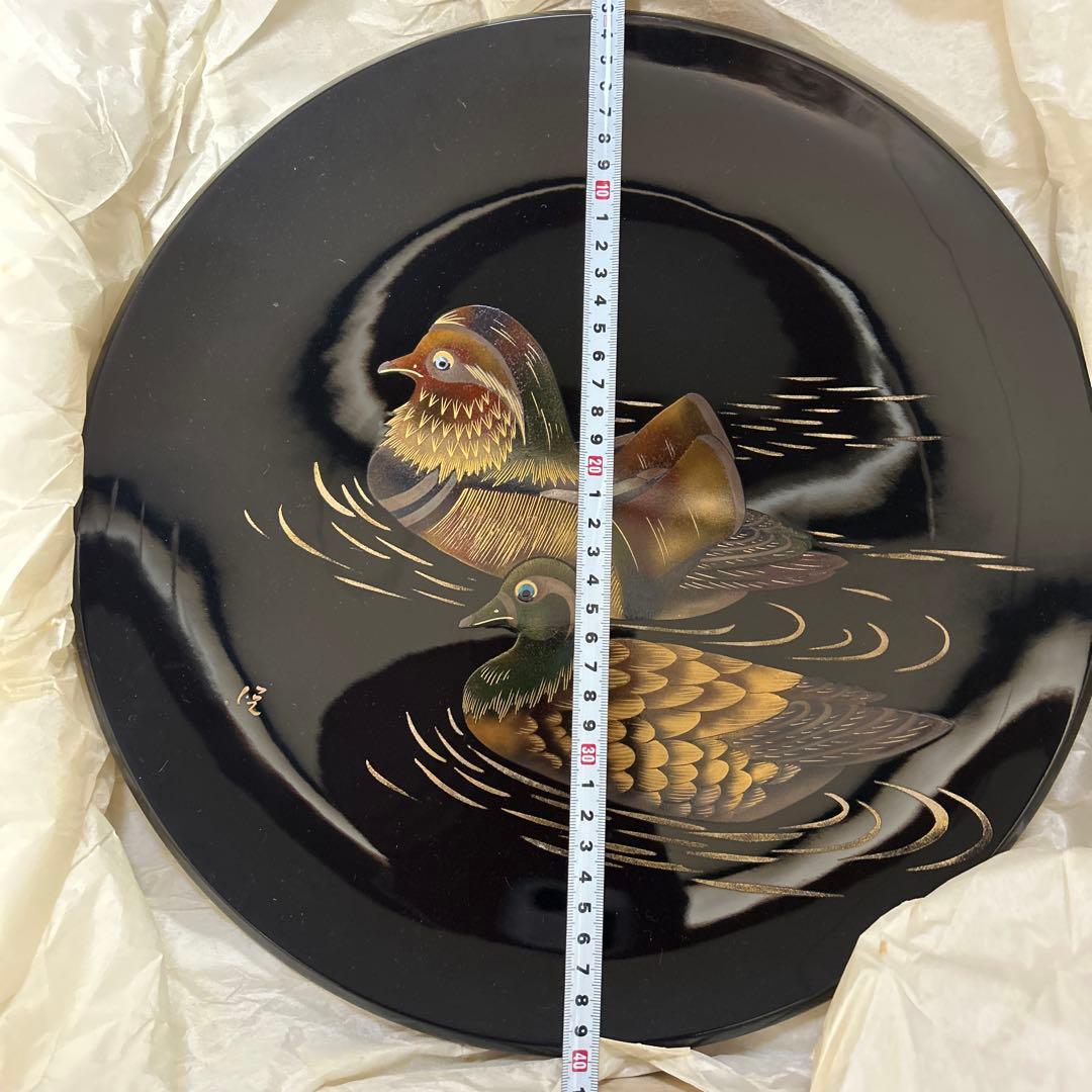 輪島塗り 鴨デザイン 盆　漆塗