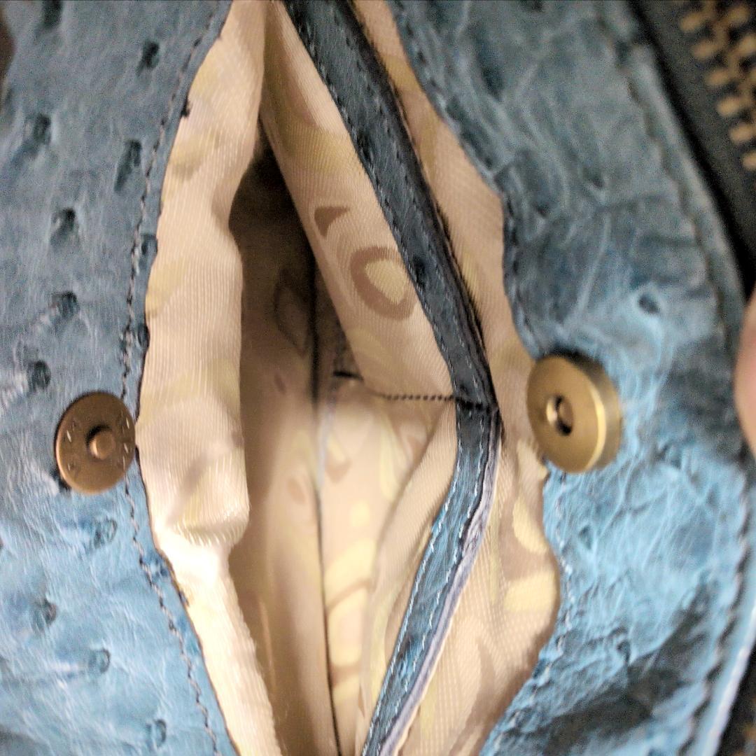 ★IBIZA【イビサ】オーストリッチ ショルダーバッグ ターコイズ 美品