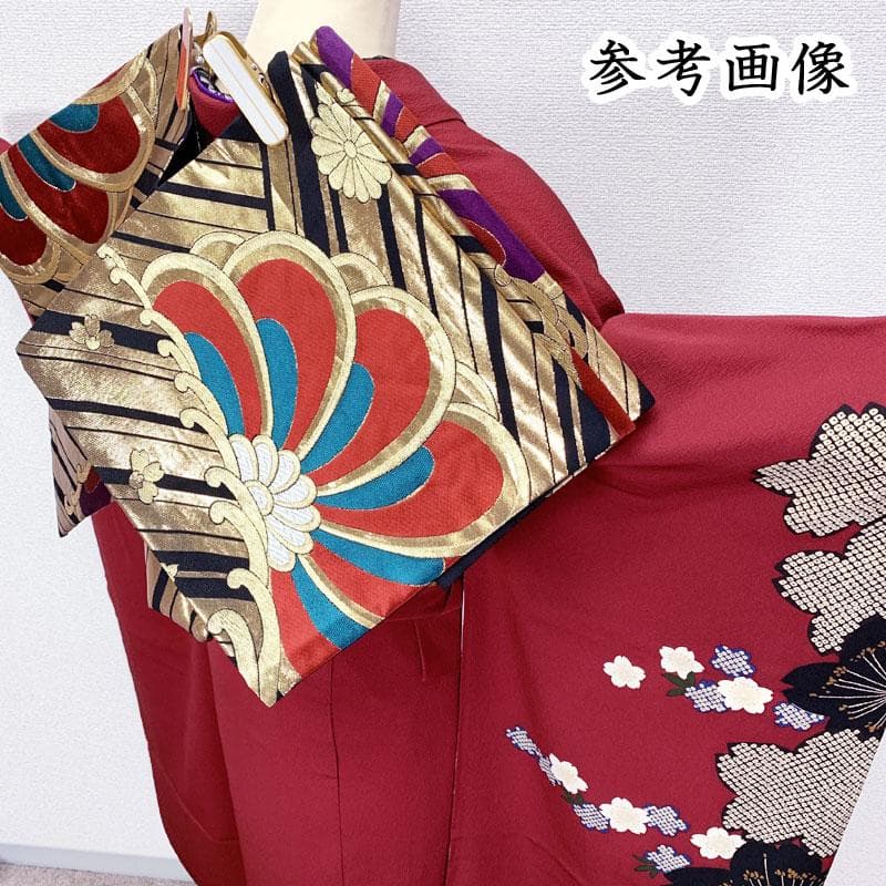 506z16☆鈴乃屋 振袖 古典柄 モダン シンプル 金彩☆美品 成人式 結婚