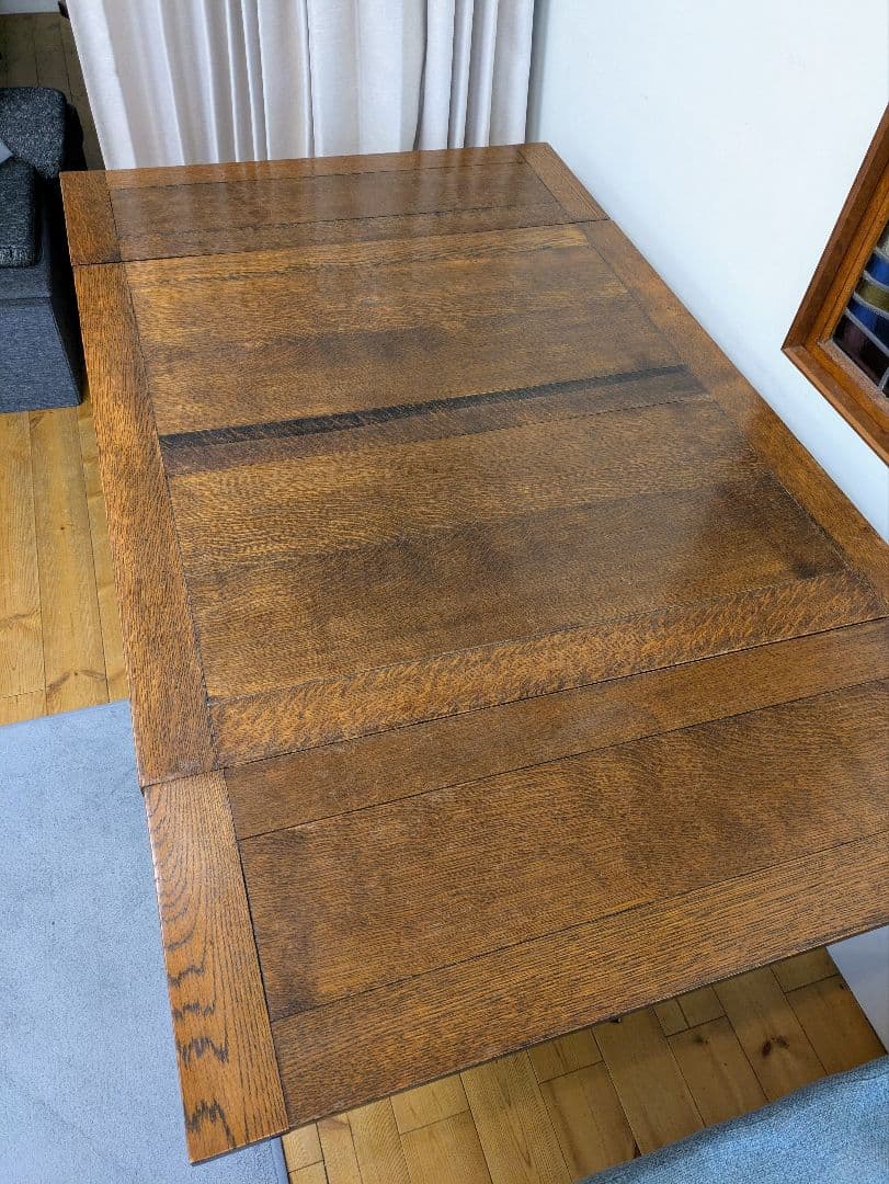 英国　アンティーク　ドローリーフテーブル　オーク材　拡張式　ダイニング