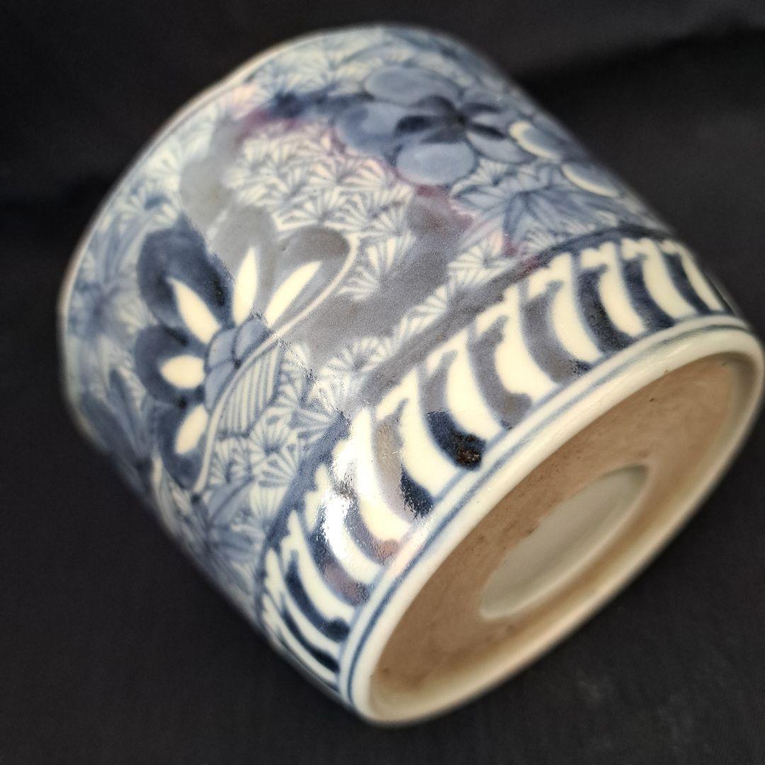 新春に 松竹梅のそば猪口！①」 古伊万里染付猪口(直径10cm) 骨董