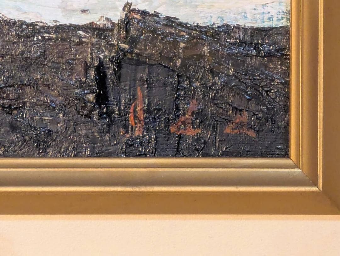 【真作】絵画　井田　油彩3号　荒磯の調べ　力強き海景　岩礁に響く波音　Y125