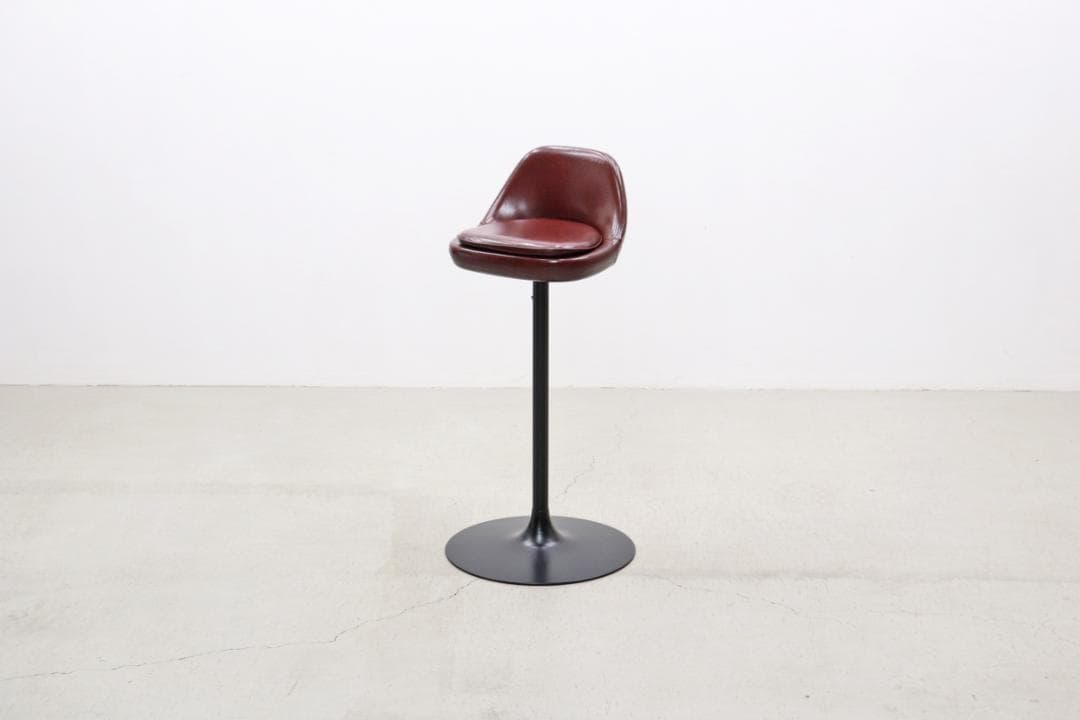 専用 在庫2脚 レトロ カウンターチェア 回転 スタンド ダイナー 合皮 赤茶