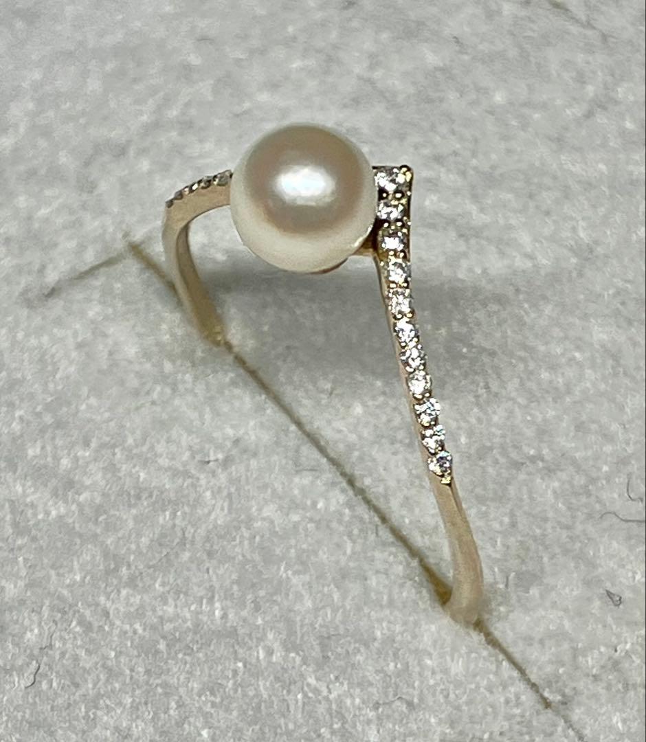 本日限定値　美品 K10+アコヤ真珠+ダイヤモンド リング(Lilas)