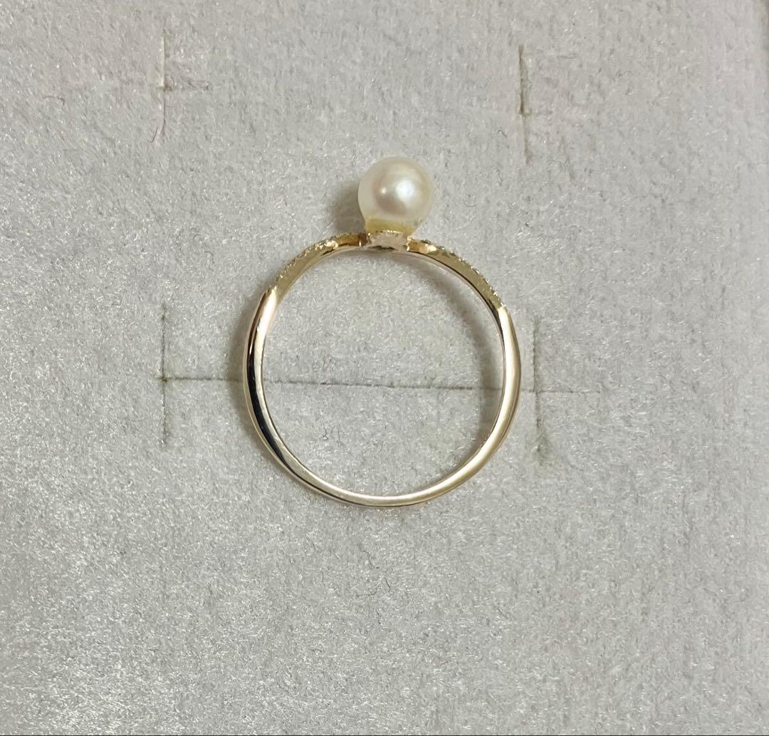 本日限定値　美品 K10+アコヤ真珠+ダイヤモンド リング(Lilas)