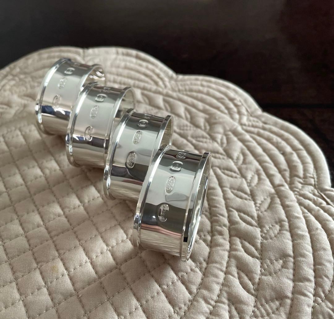 シルバー925 ナプキンリング 4個 スターリングシルバー 純銀 イギリス製