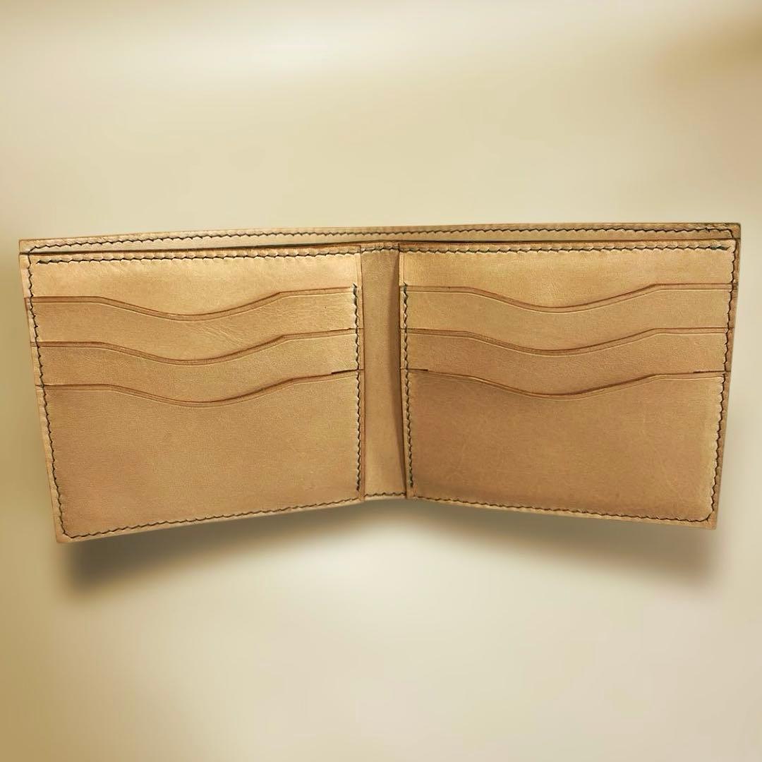 しもん様オーダー品　二つ折り財布　ブライドルレザー　ヌメ革　ハンドメイド
