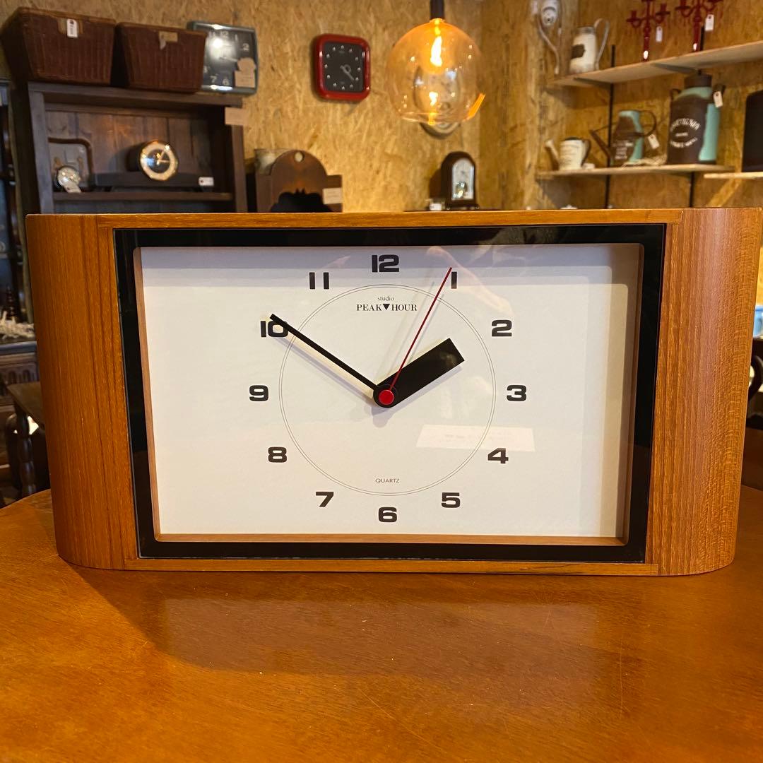 studio PEAK▼HOUR 掛時計 置時計　チーク材　無垢材