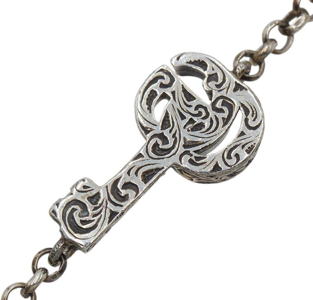 R2324 美品 グッチ SV925 ダブルG キーモチーフ ブレスレット