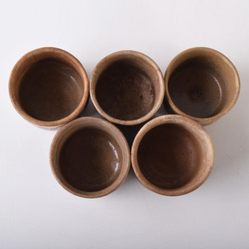 唐津焼 古唐津 絵唐津 酒盃 ぐい呑 在銘 五客 V 7250