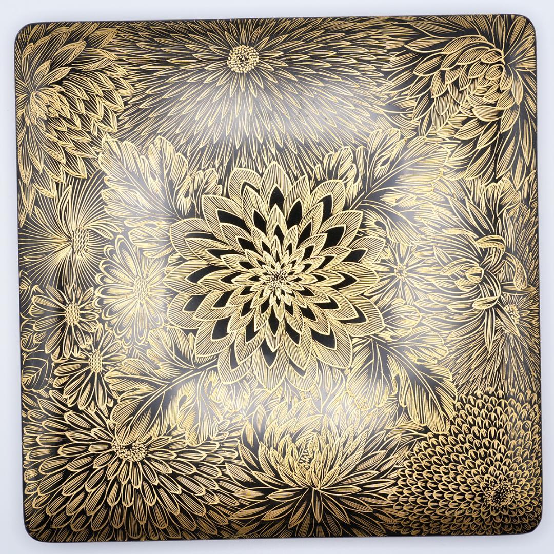 輪島塗風 総沈金菊彫 木製漆塗 大型重箱 内朱 アンティーク 重箱 おせち用