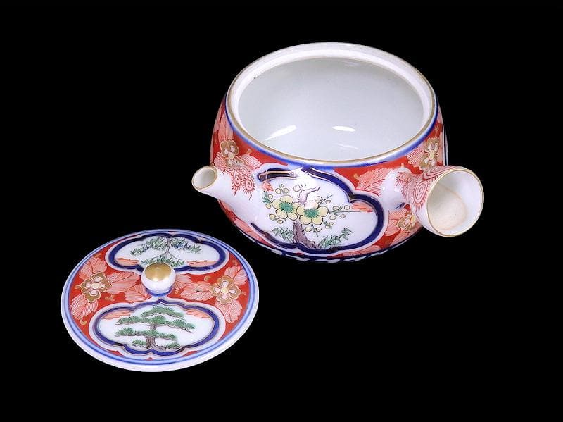 九谷 大聖寺伊万里 金襴手 窓絵 松竹梅の図 急須 F335AS-fbun - メルカリ