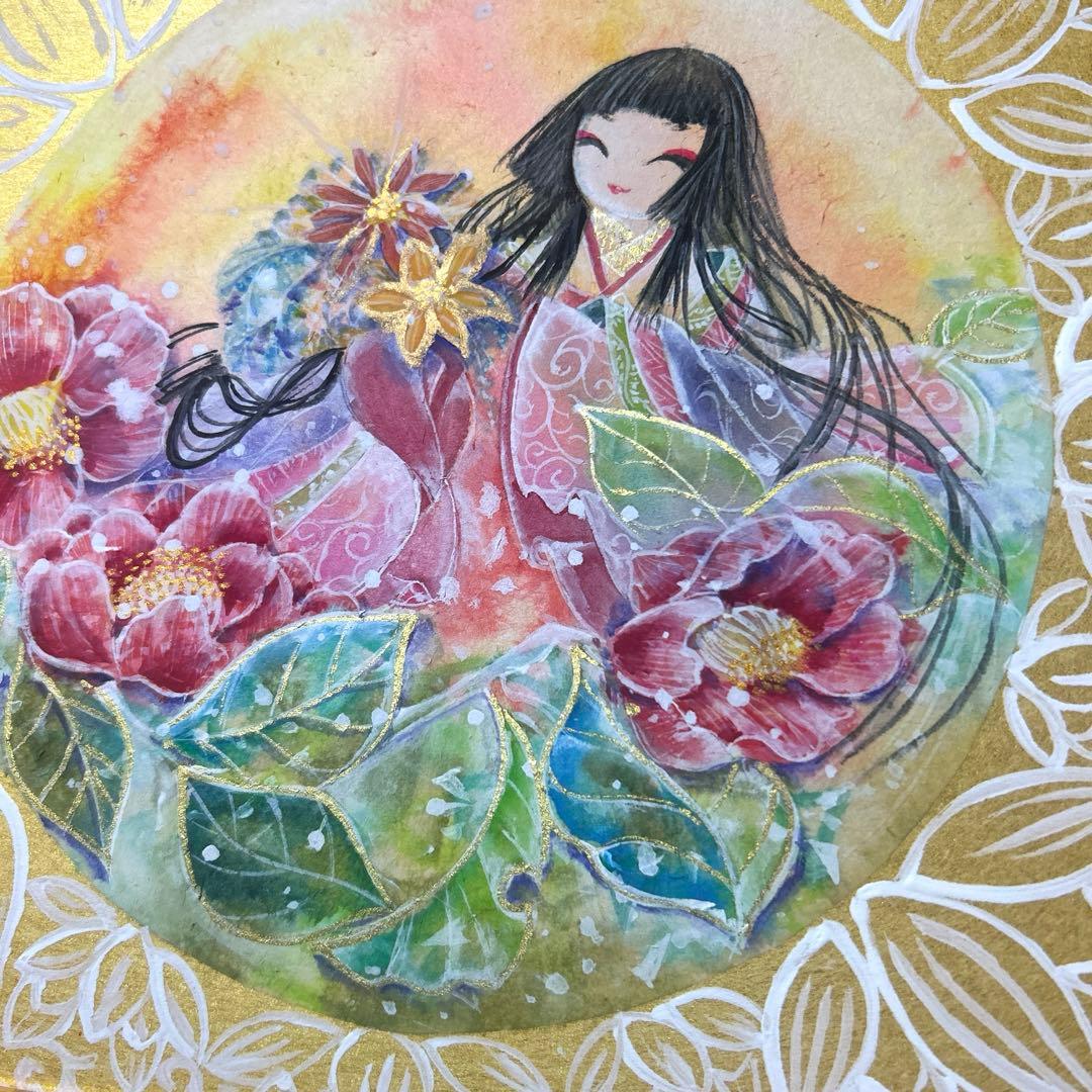 刺繍絵画 梅と山茶 サイズ約48×122cm - 美術品 刺繍絵画 梅と山茶