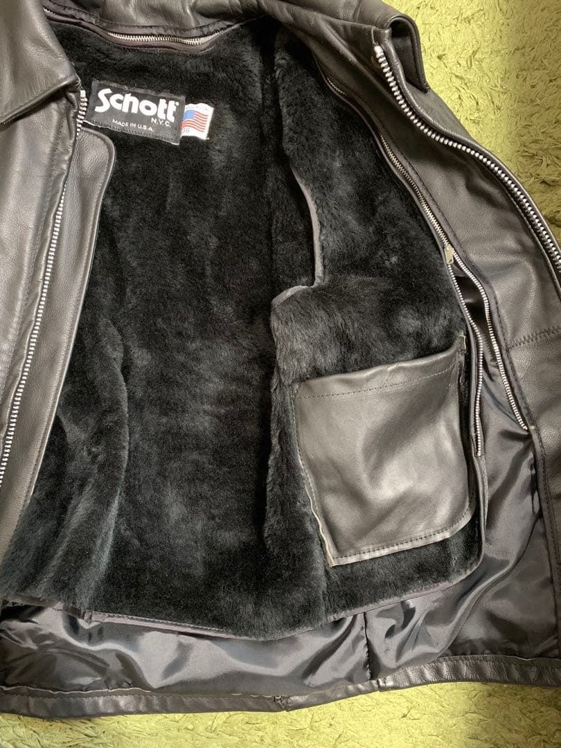レザージャケット/Schott/36inch Schott141 廃盤 36インチ黒 レザー