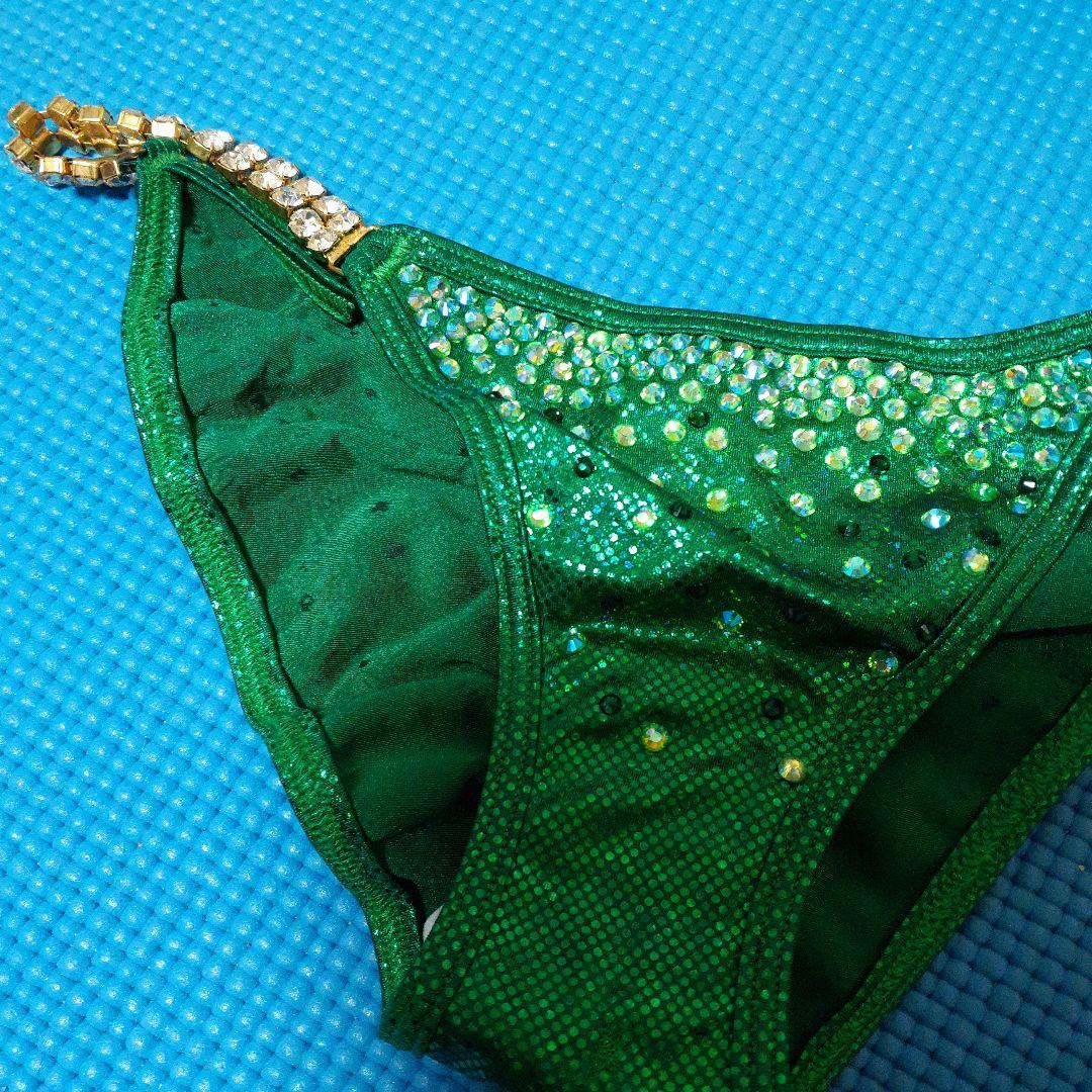 コンテストビキニ フィットネス 大会用 ビキニ グリーン（Sサイズ）