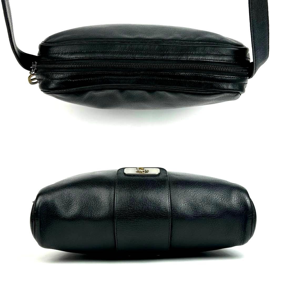 【美品】ディオール　ショルダーバッグ　トロッター　シルバー金具　レザー　ブラック