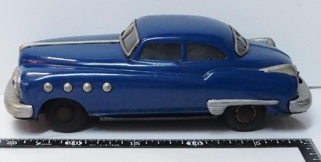 当時物【スーパービュイック青リペイント電動走行 動作不良】ブリキ自動車TIN箱無