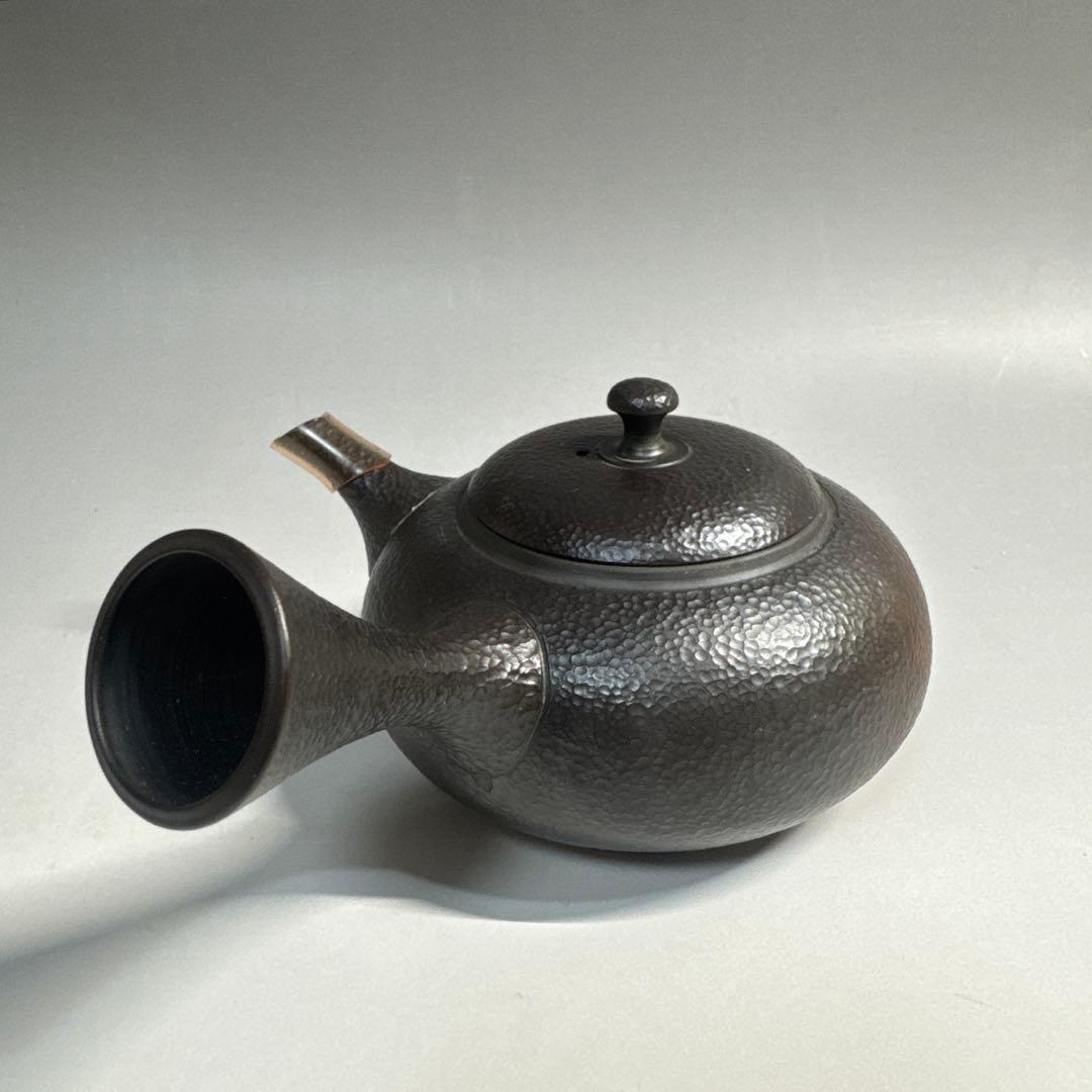 常滑焼　名工　￼村田益規　朱泥窯変　たたき横手急須　茶注　急須　共箱