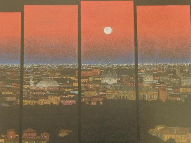 柳沢正人、【黎明ローマ】、希少な額装用画集より、新品額装付