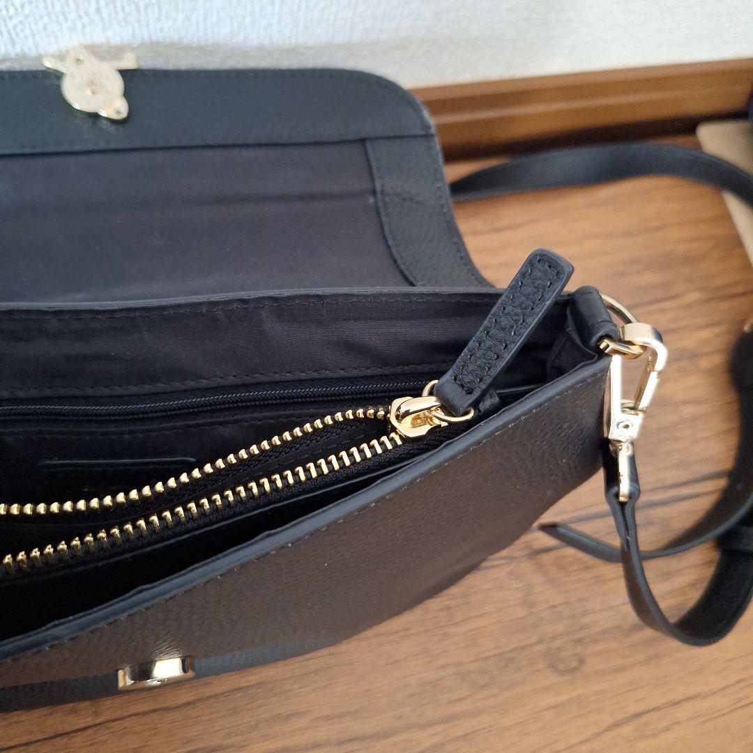 未使用 アニエスベー ブラックレザーショルダーバッグ