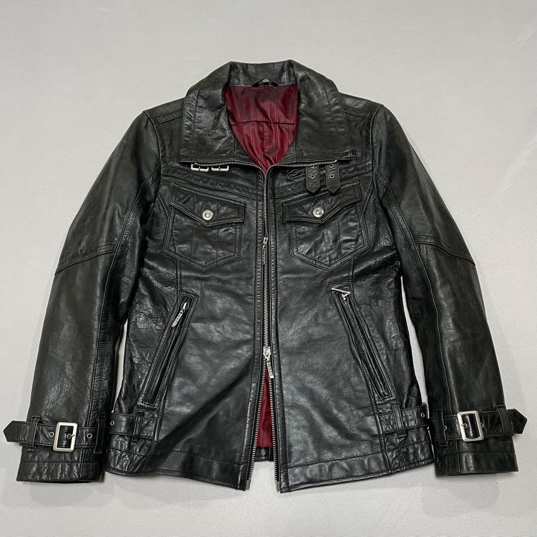 Y2K レザー ライダース ジャケット archive パンク グランジ 本革