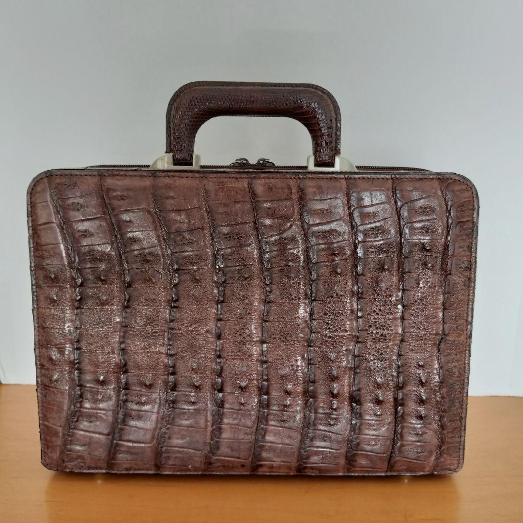 高級 クロコダイルレザー メンズ ブリーフケース JRAタグ付き