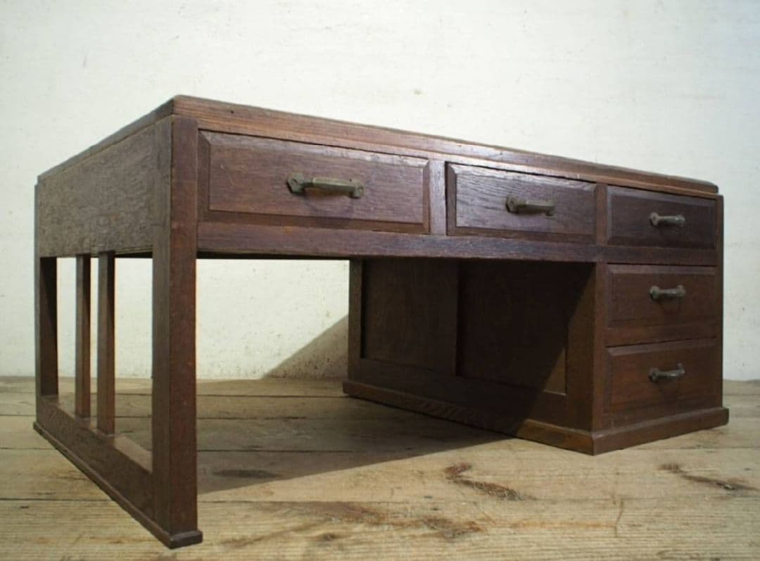 1039 ヴィンテージ ロータイプの片袖机 文机 ローテーブル 収納棚 レトロ