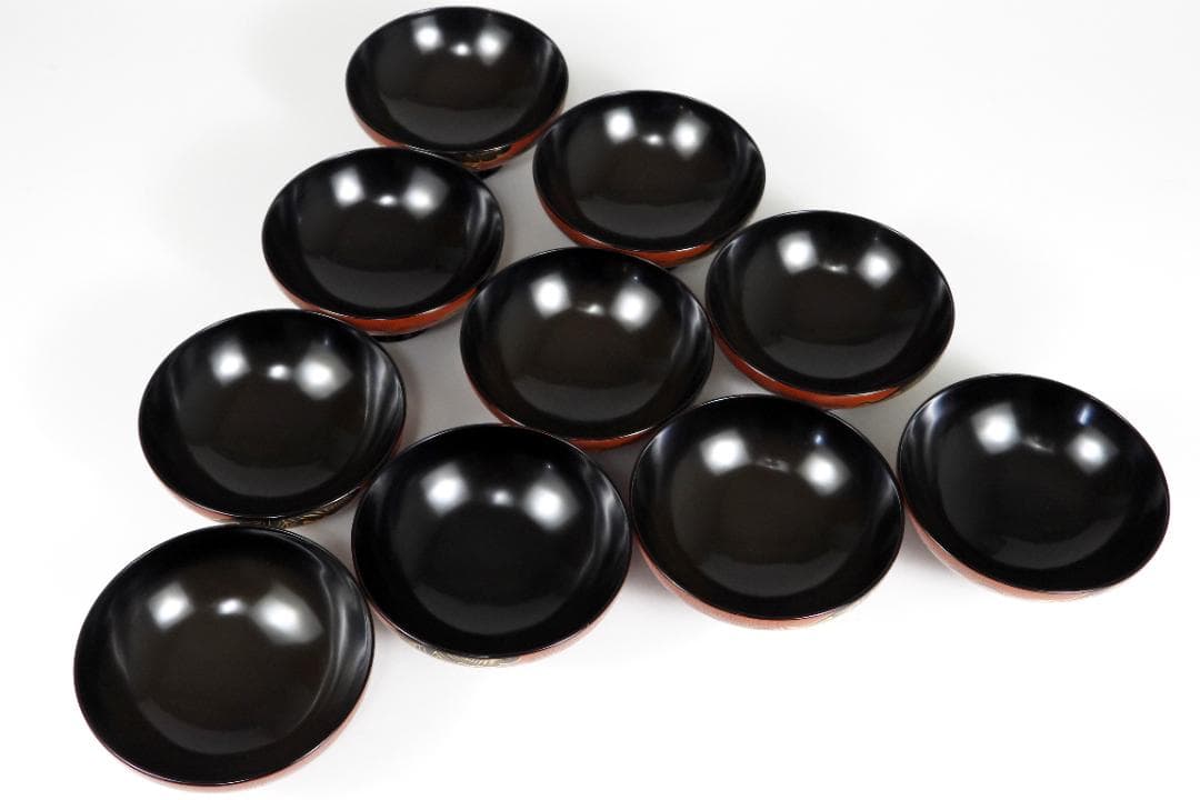 漆器　輪島塗　金蒔絵　木製　蓋付椀　箸付き　お煮物椀　吸物椀　10客 共箱