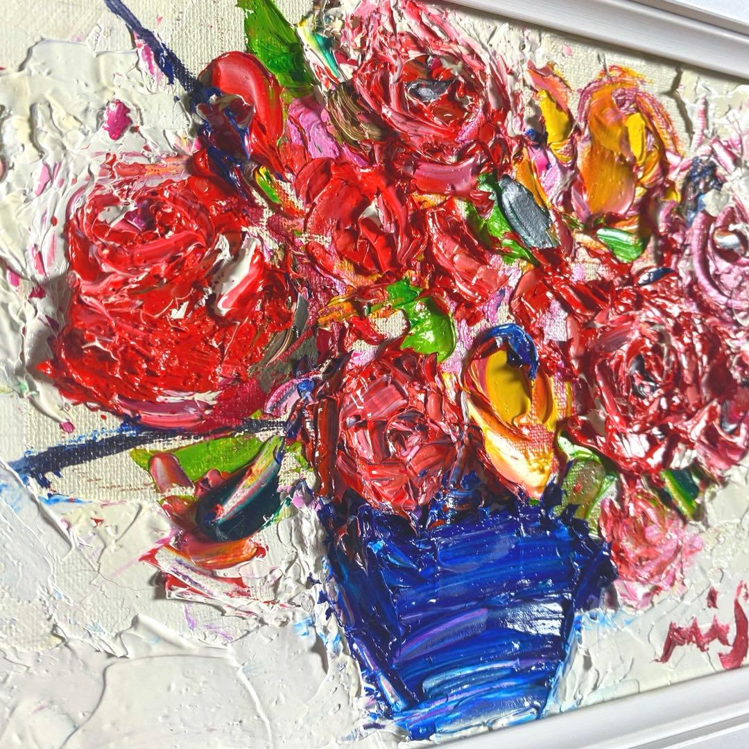 題名【 バラ 】◾️油彩画 SMサイズ◾️兼田美佐子 原画 本物