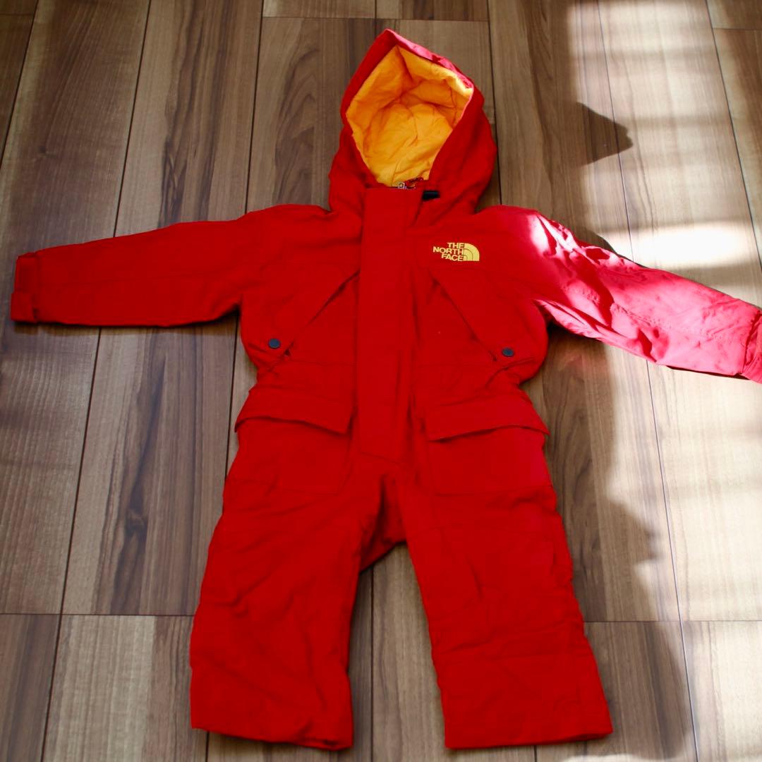 美品 ノースフェイス スキーウェア キッズ 90cm 赤 ジャンプスーツ ツナギ
