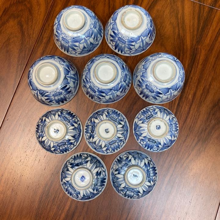 古伊万里　飯茶碗蓋付き　5個セット