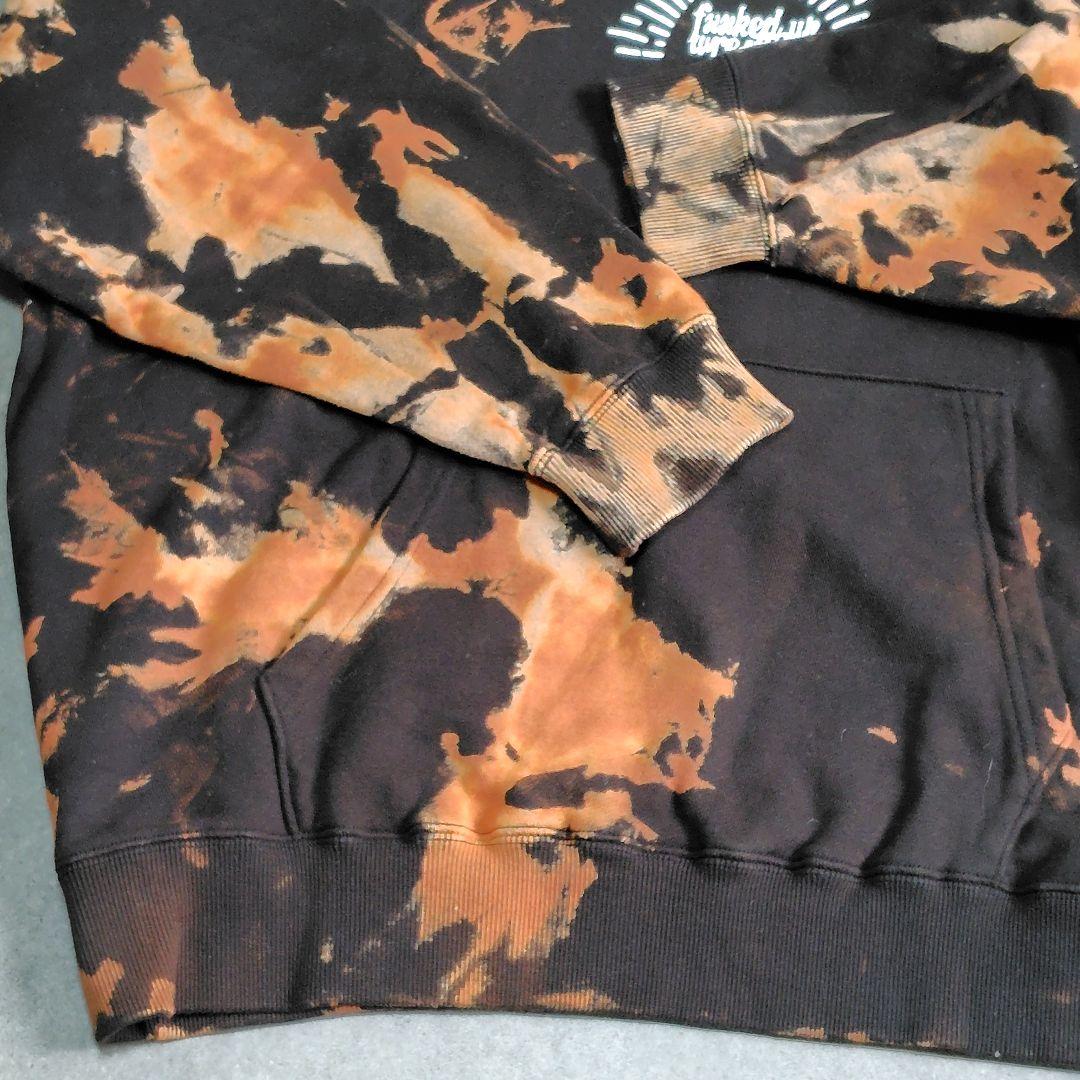 【美品】DDTプロレス MAOFAC パーカー タイダイ染め 黒 オレンジ M