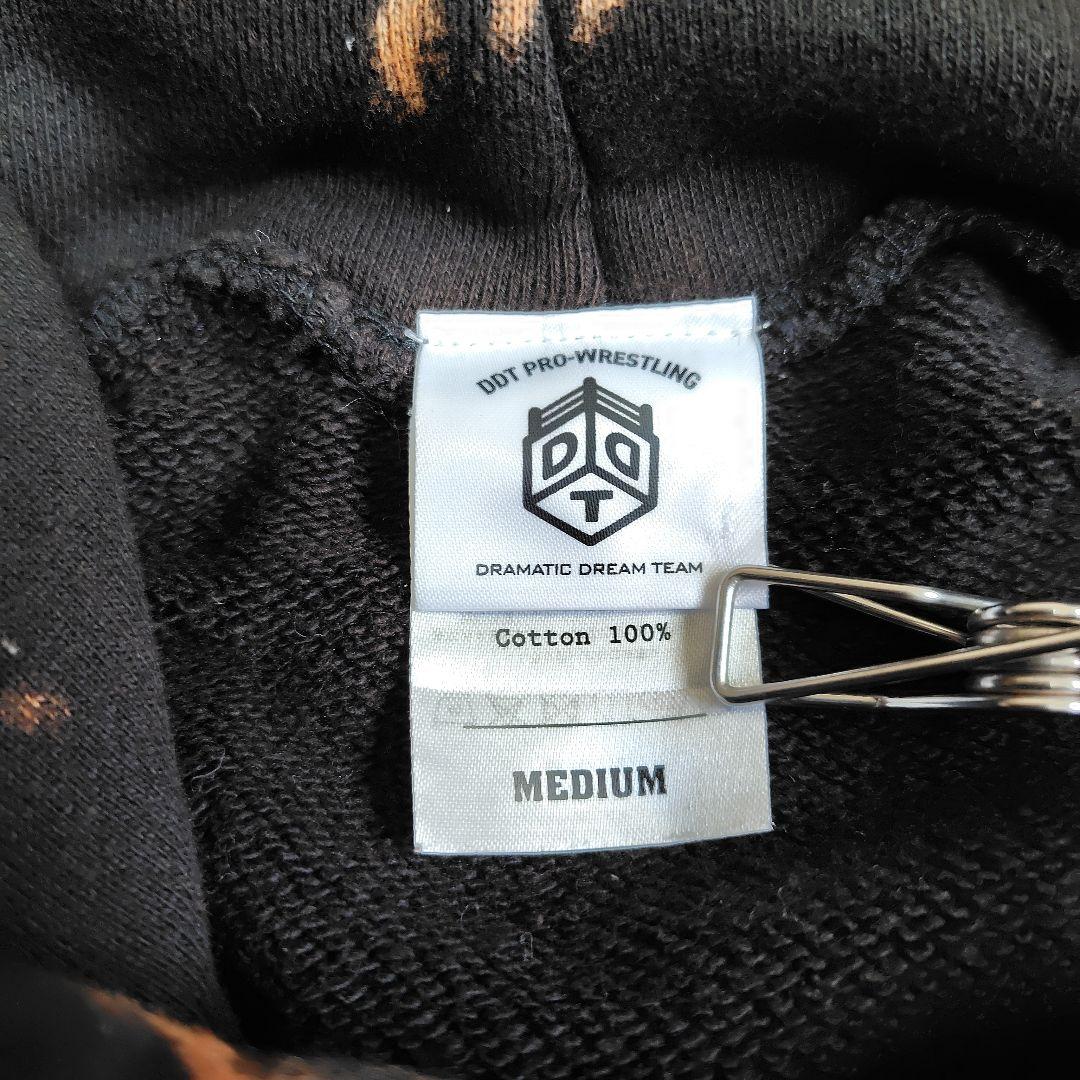 【美品】DDTプロレス MAOFAC パーカー タイダイ染め 黒 オレンジ M