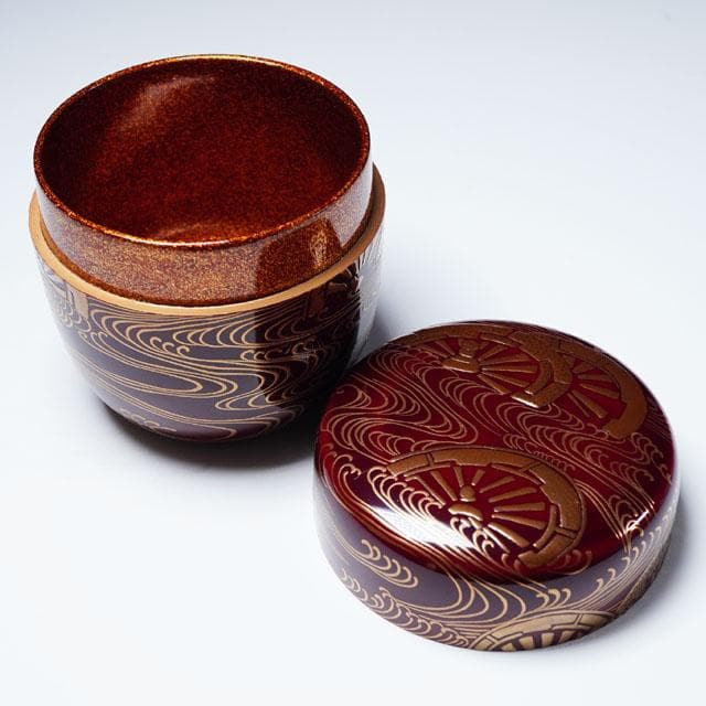 三代 清石（川谷内正廣）波車蒔絵棗 内梨地 共箱 輪島塗 薄茶器 茶道具