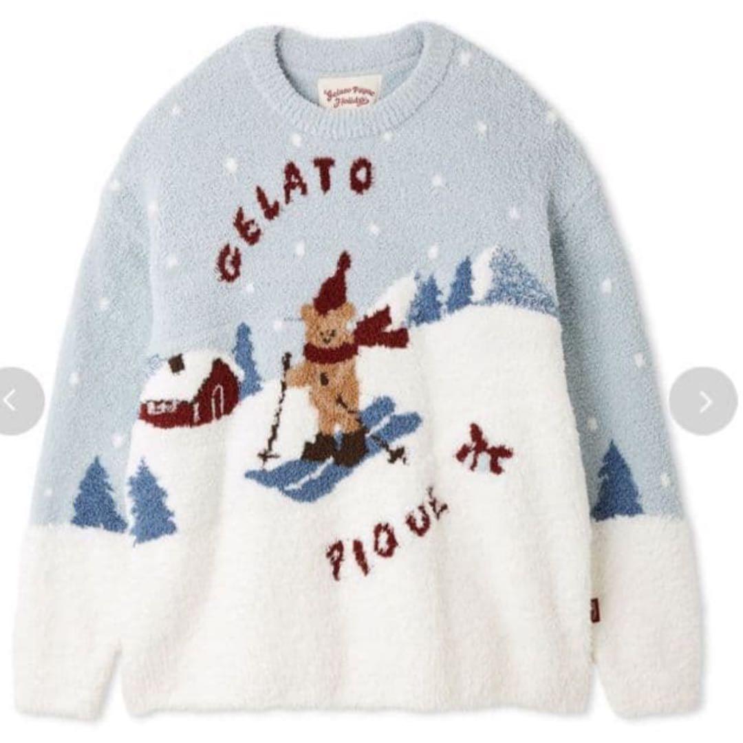 【新品未使用】ジェラートピケ♡スキーベアジャガードプルオーバー ミント