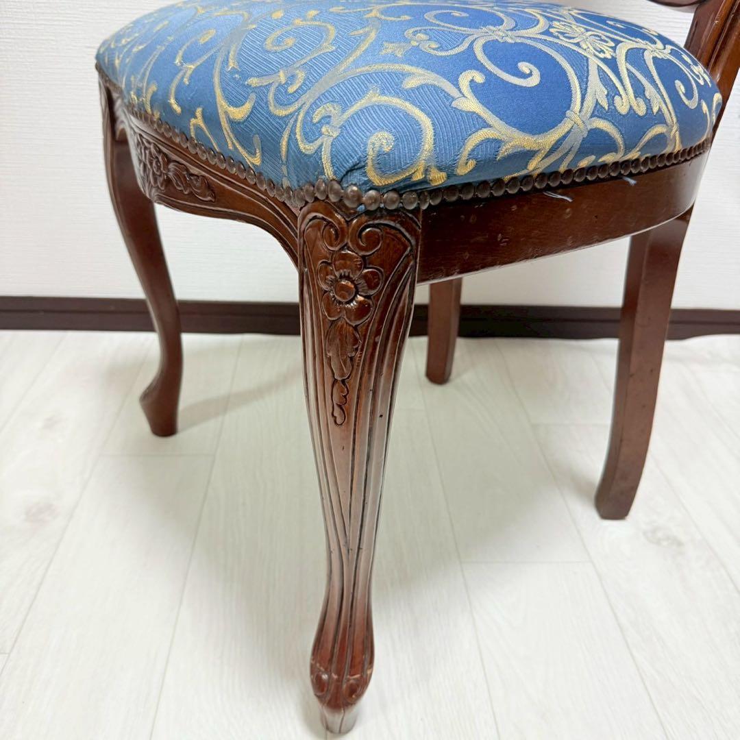 イタリア ダイニングチェア ブルー イタリア家具 高級感 猫脚 2脚