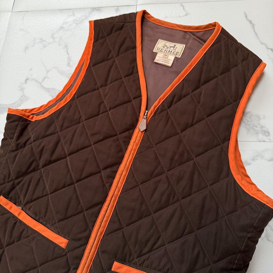 専用　HERMES ヴィンテージ キルティング ベスト ブラウン×オレンジ