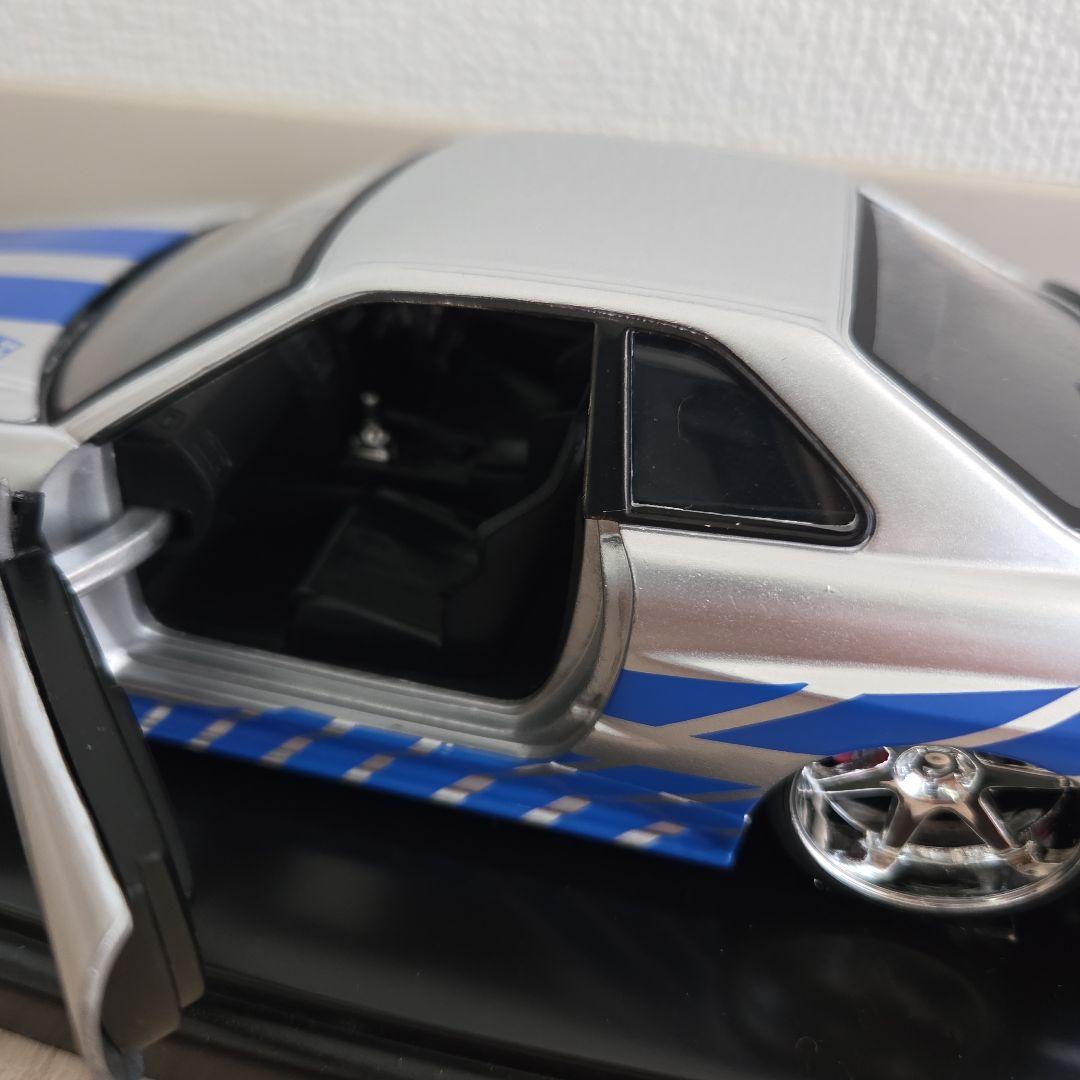 スカイライン GT-R34 ミニカー シルバー/ブルー