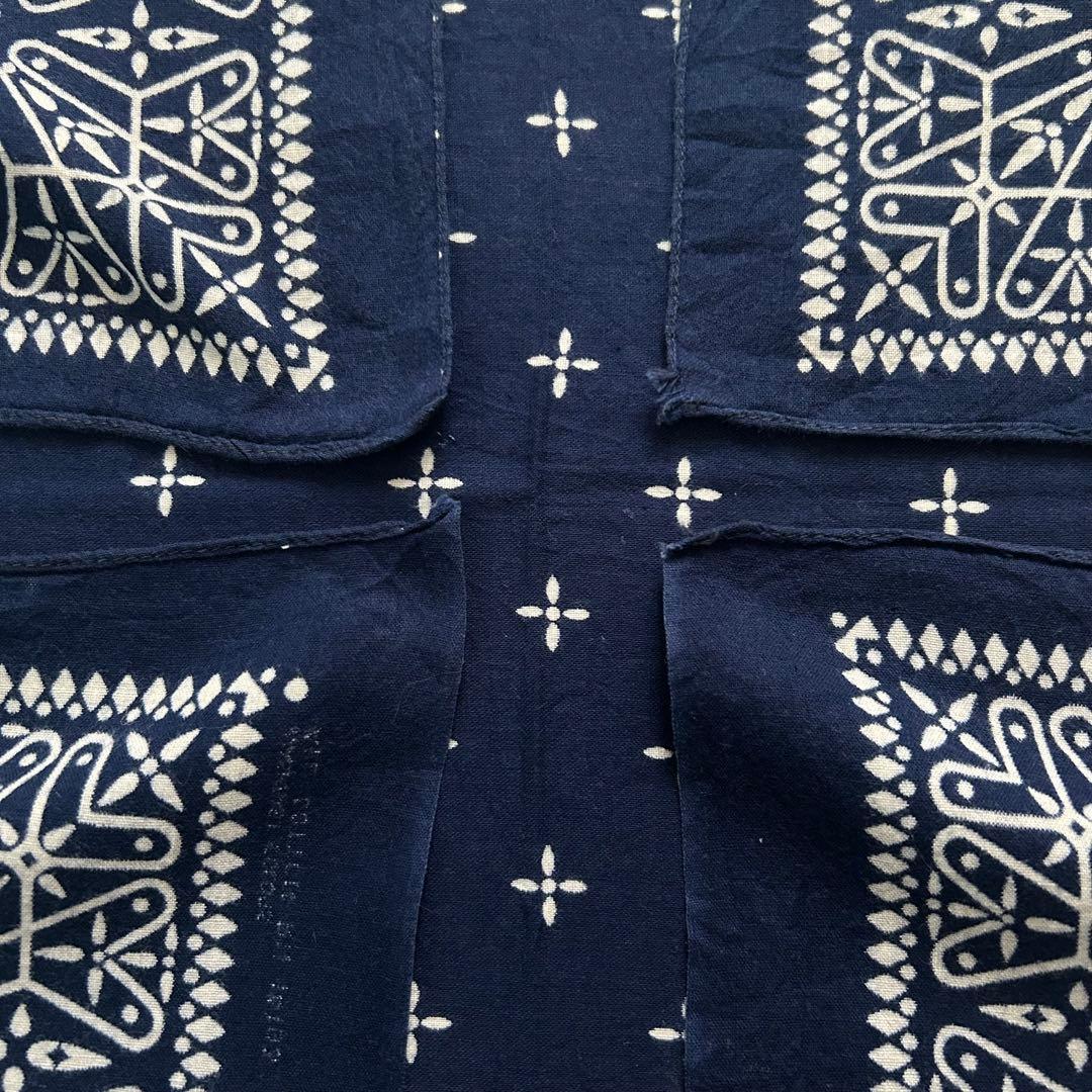 60s ヴィンテージ クロス バンダナ レア USA製 耳付 ネイビー 希少