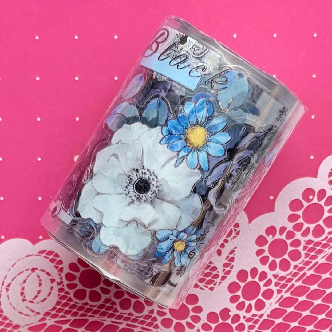 贝壳银 黑花白韵 ダイカット加工 5.5cm×5m 海外マスキングテープ