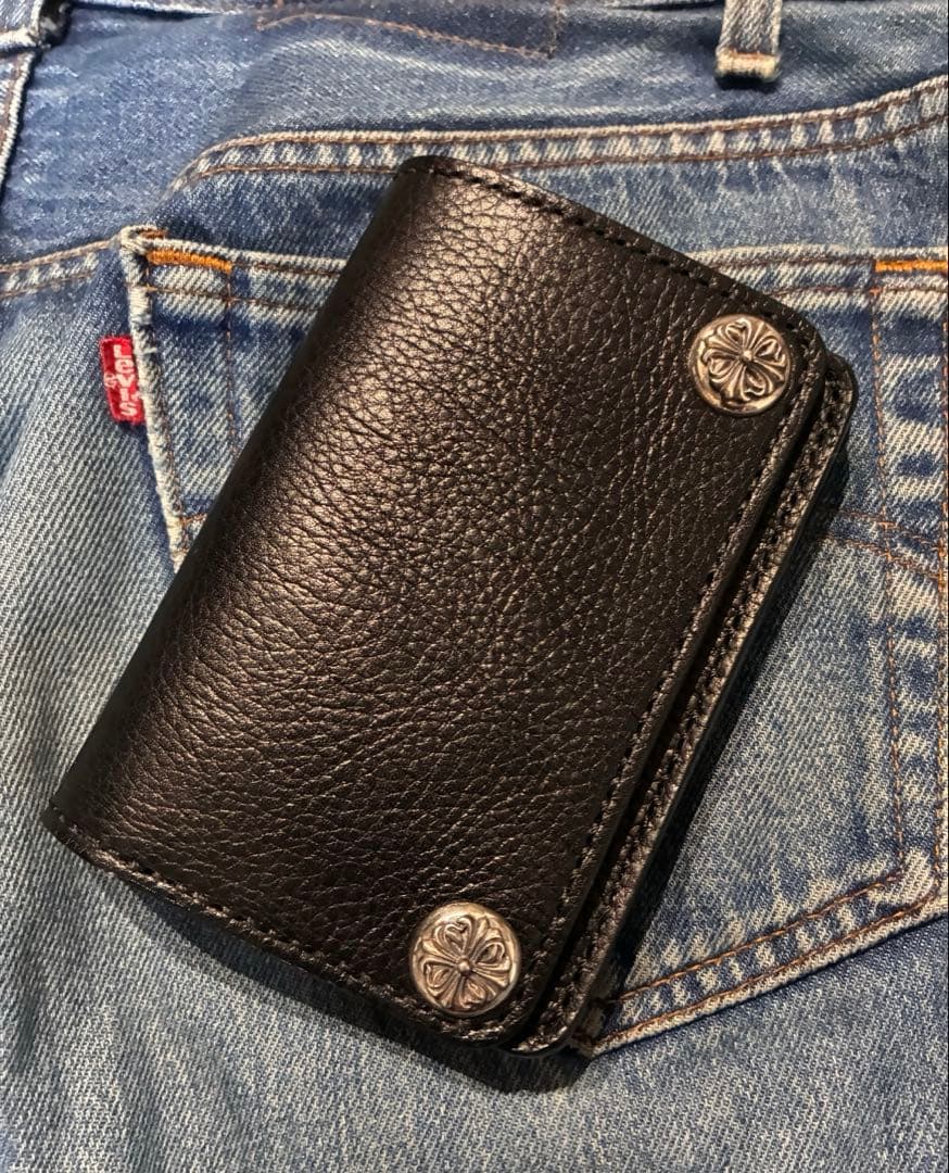 トラッカーウォレット　ミドルサイズ　シルバー925クロスボールコンチョ