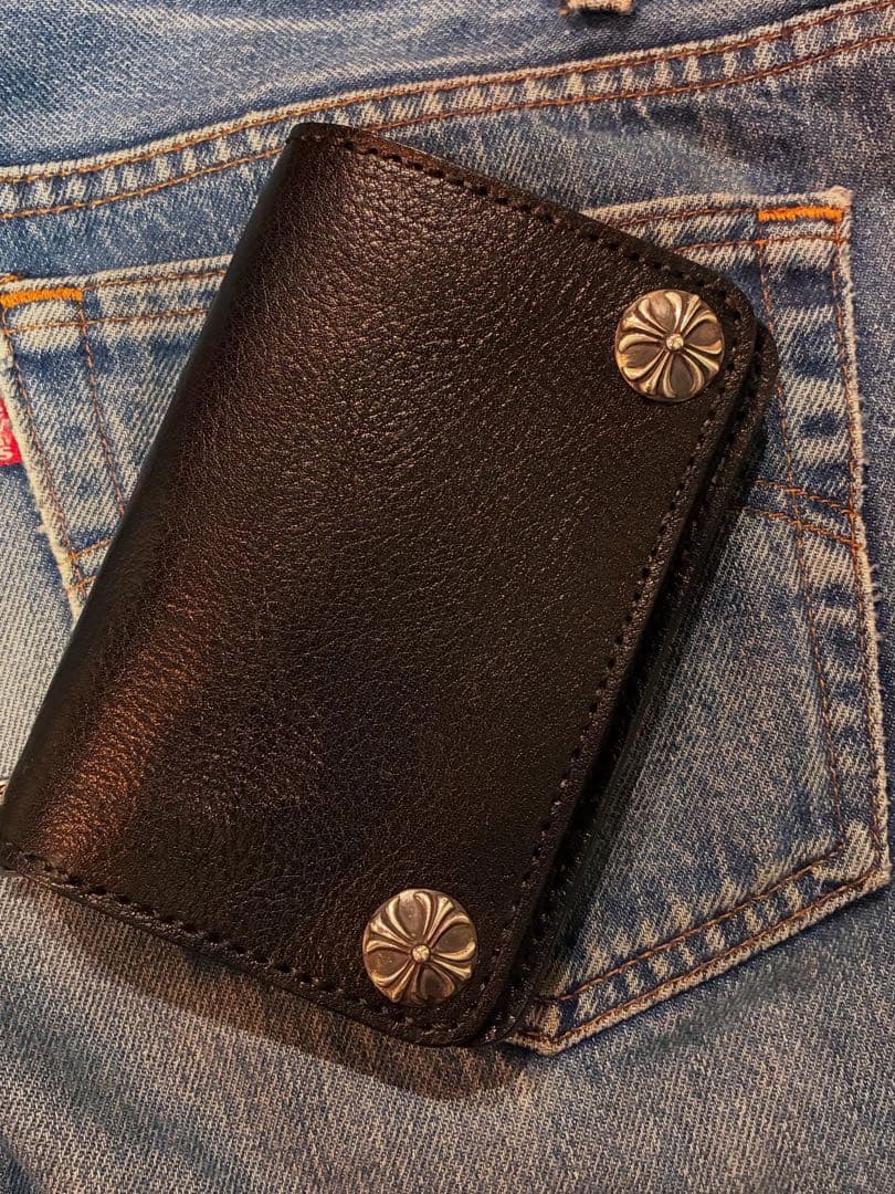 トラッカーウォレット　ミドルサイズ　シルバー925クロスボールコンチョ