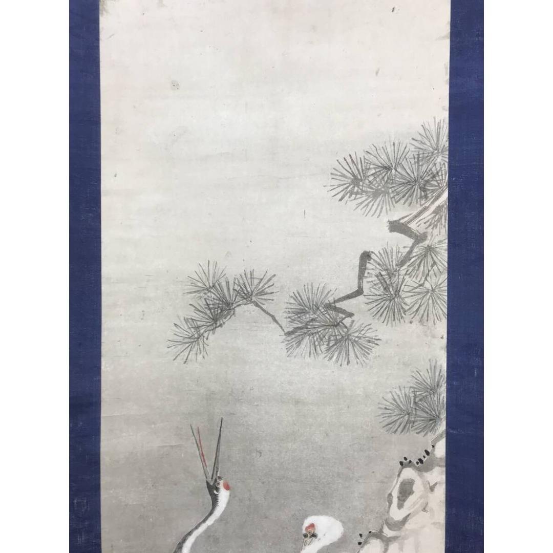 真作/堀江友聲/松竹鶴図/双幅/掛軸/名家伝来/AK-658