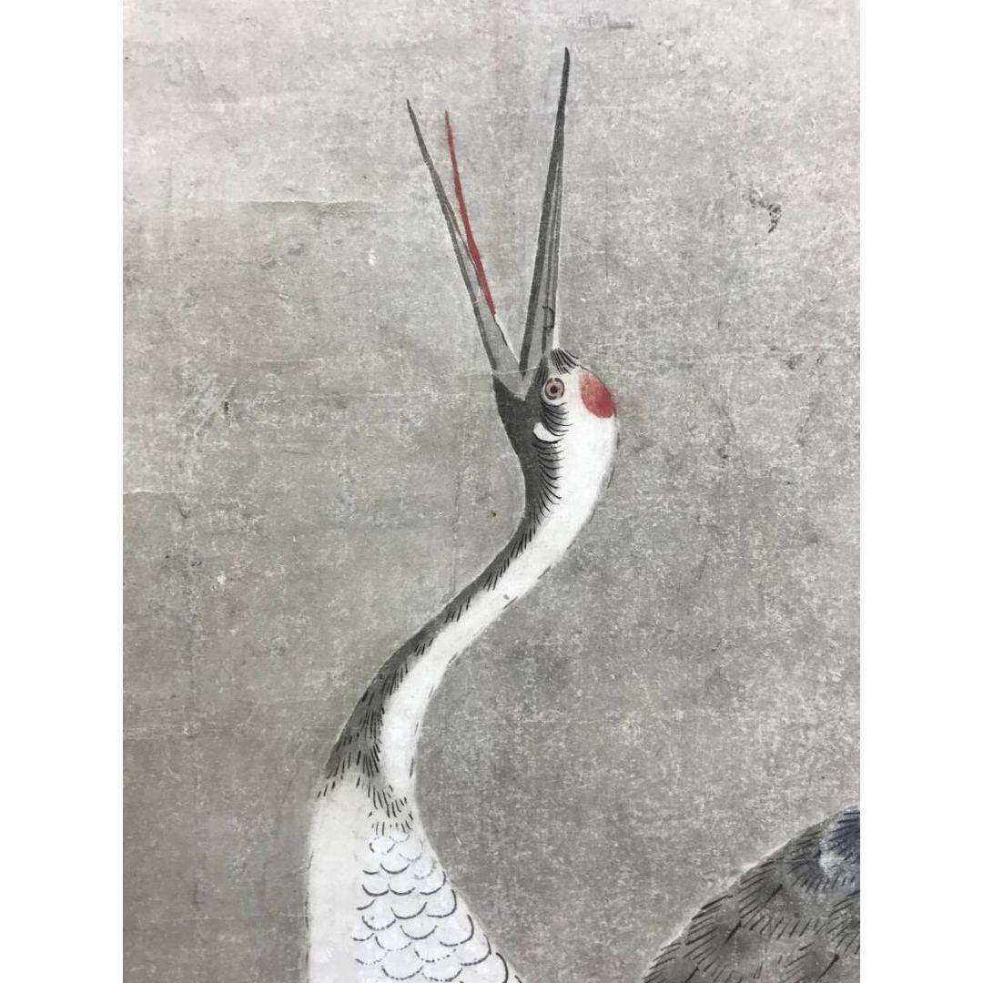 真作/堀江友聲/松竹鶴図/双幅/掛軸/名家伝来/AK-658