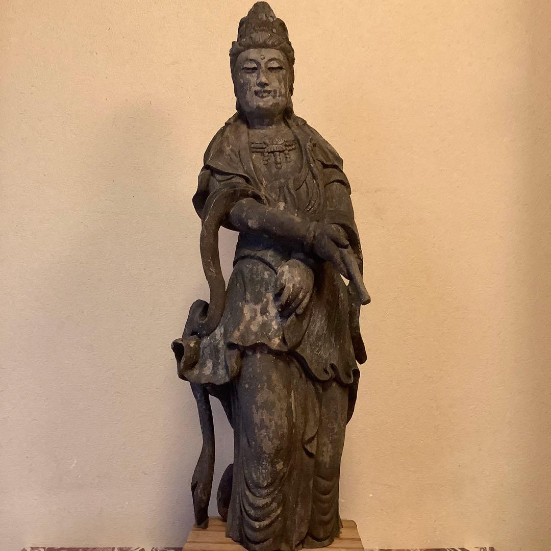 中国14世紀・明代「水瓶観音立像」観音経・六観音・三十三観音・功徳