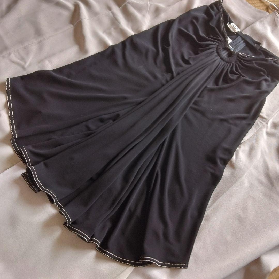 い*ご様 エルメス☆フロントドレープ☆フレアスカートブラック