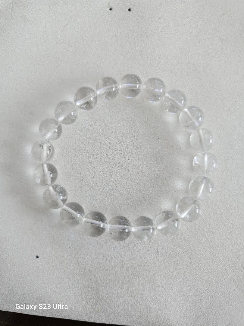 黒平産水晶１０mmクリアー２０玉ブレスレット